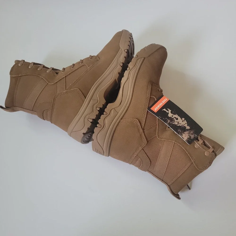 Free Soldier Tactical Cobat Boots Mens 7.5 Brown Gorpcore Streetwear Techwear